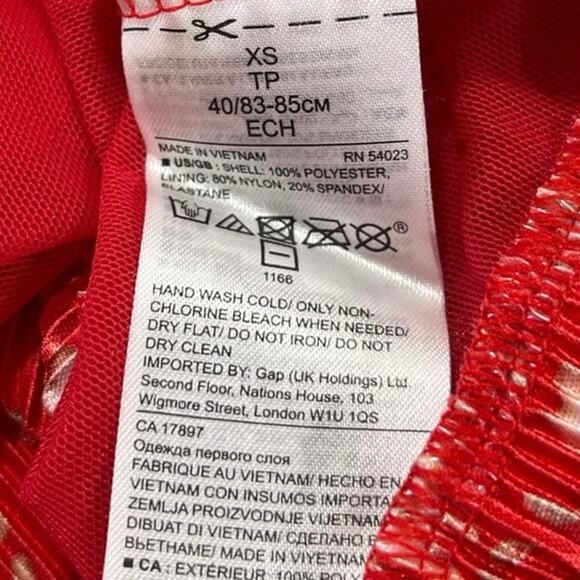 Banana Republic Red White Pleated Floral Sleeveless Boat Neck Blouse Top Size XS - Picture 5 of 5